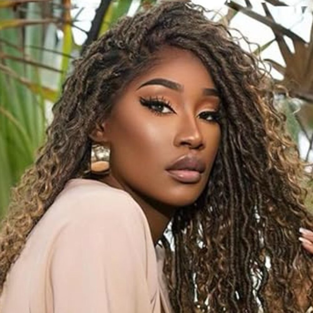 WOW! 30" Boho Faux Locs with Human Hair Boho Curls Lace Front Wig Color #T4/27